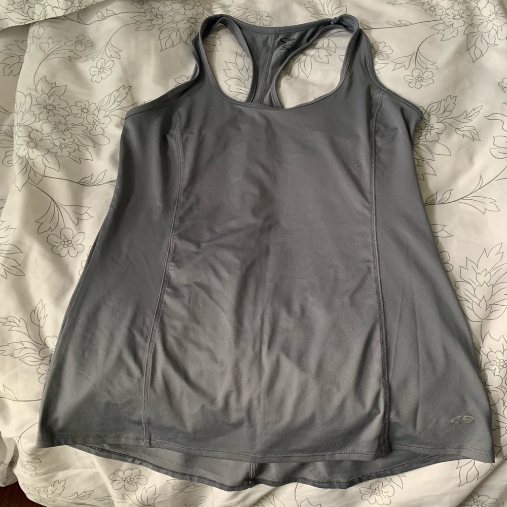 Gray razor back tank top